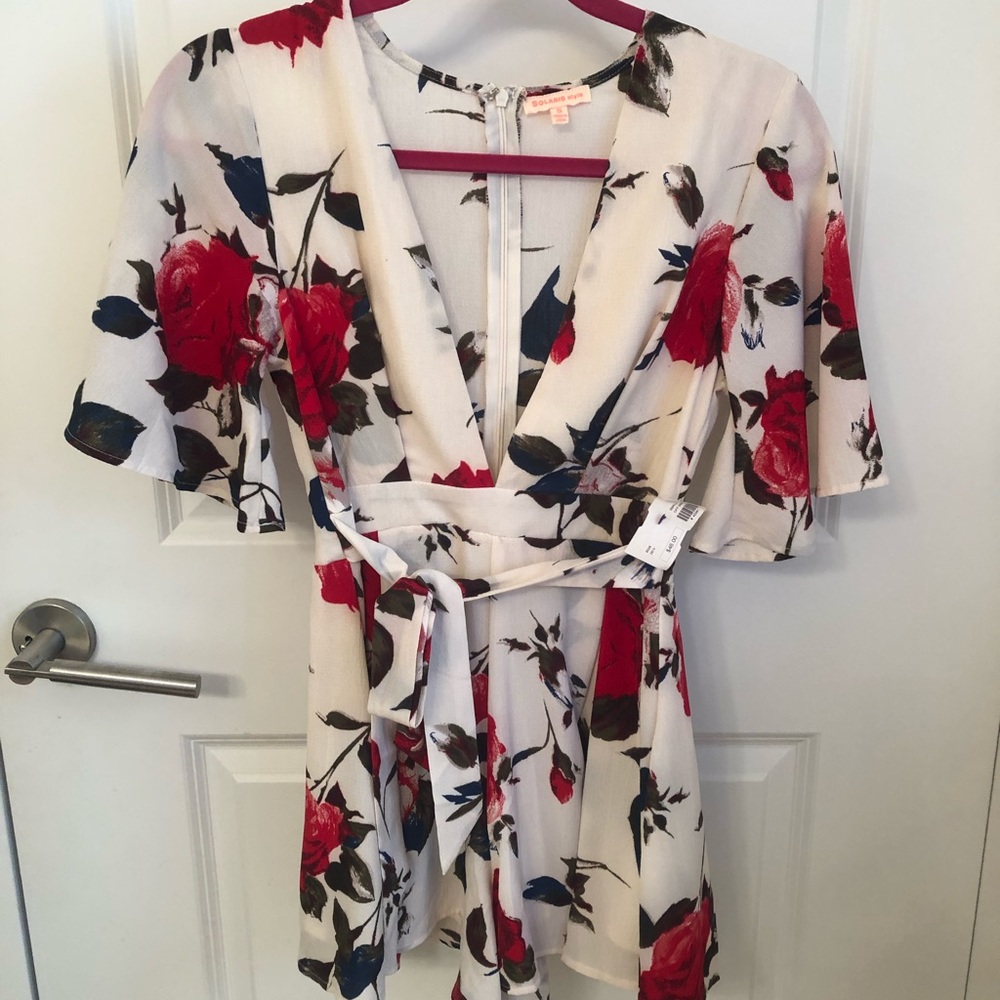 Off White Floral Romper with Tags